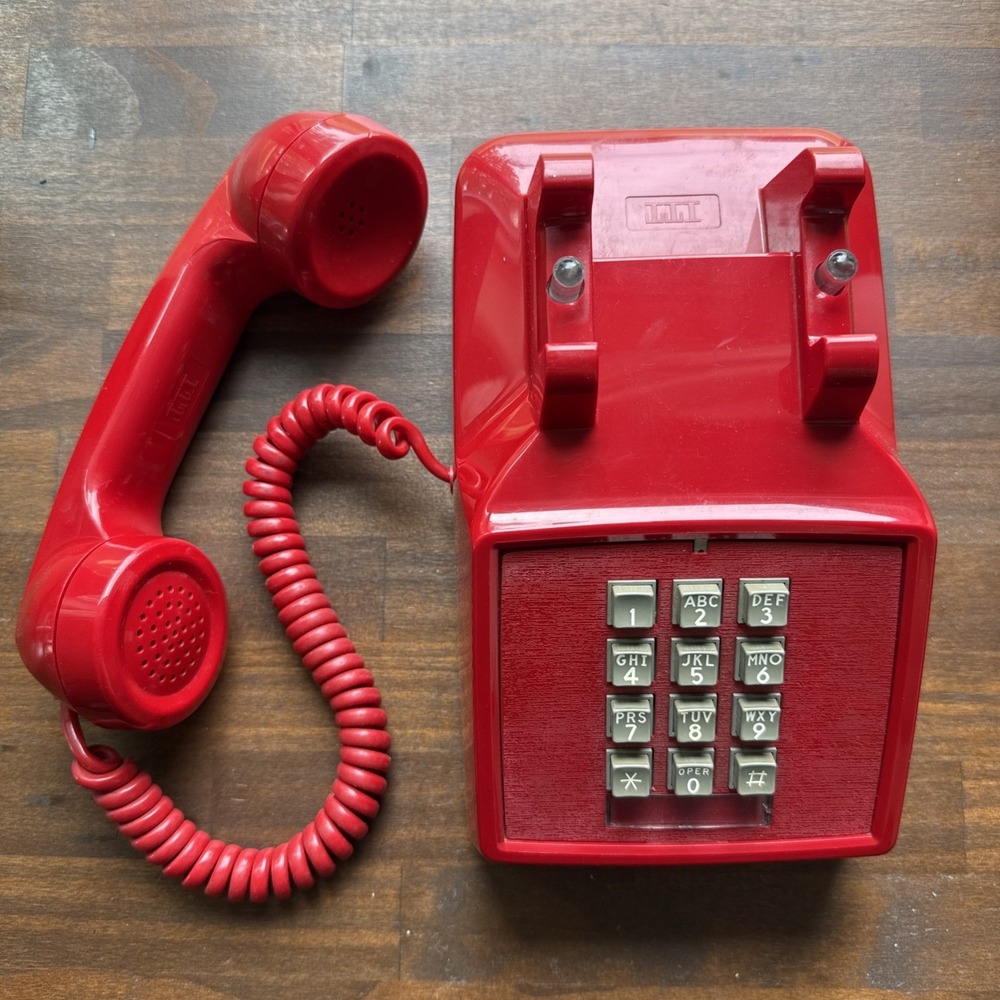 Cortelco ITT Red Vtg Style Telephone 250046-LR-30M Push Button